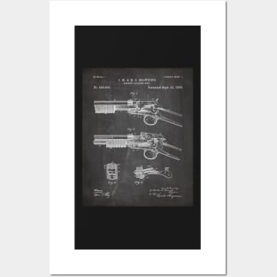 Browning Breach Rifle Patent - Gun Lover Gunsmith Art - Black Chalkboard Posters and Art